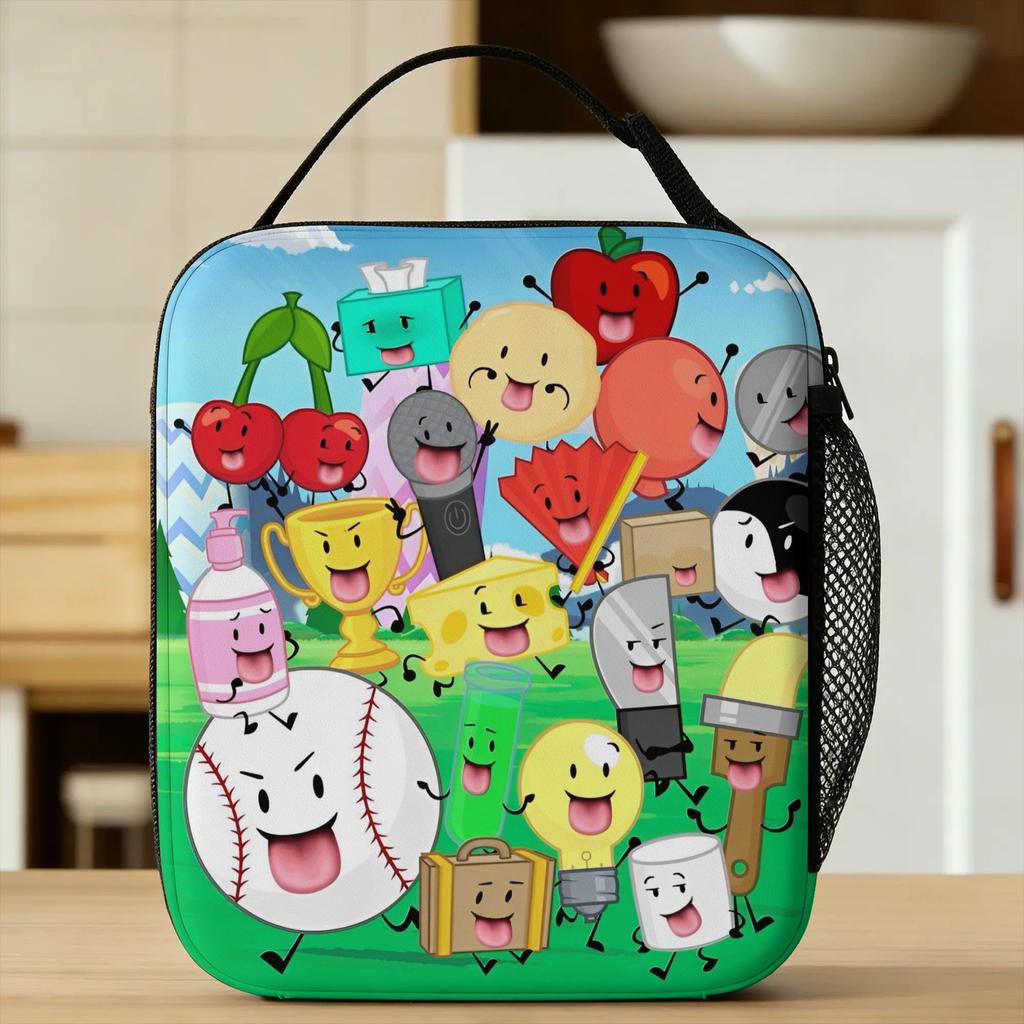 BFDI Inanimate Insanity Insulated Lunch Bags High Capacity Battle for Dream Island Reusable Thermal Bag Lunch Box Tote Food Bag