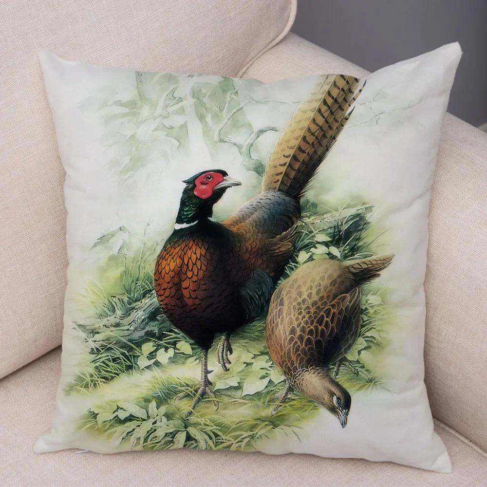 Birds And Flowers Double-sided Printed Pillow Cover Short Plush Suitable Living Rooms Bedrooms Sofas Throw Cushion Cover