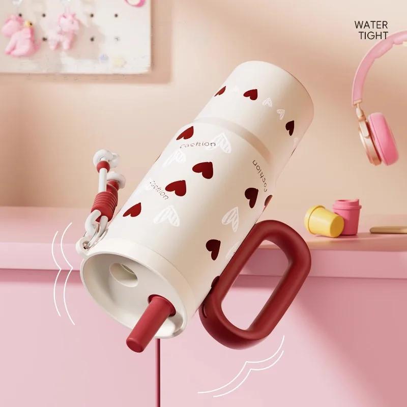 COOKER KING Stainless Steel Thermos Cup 720ML Insulated Water Bottle with Straw Leak-proof Car Vacuum Mug with Tea Strainer