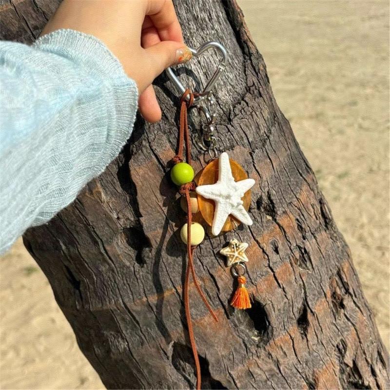 Starfishes Beaded Bag Charm With Rope And Resin Design Bag Pendant Travel Gift Fashion Accessories Keychain for Women