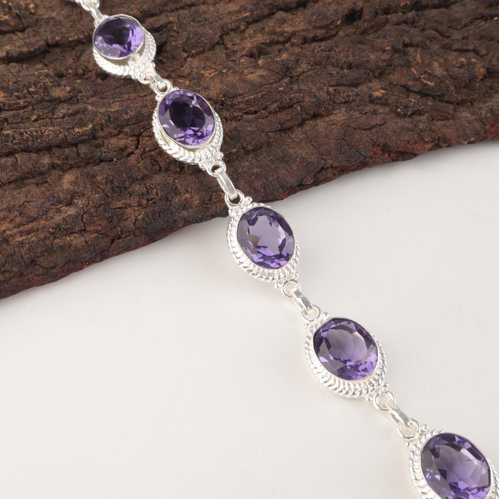 Iolith Edelstein 925 Gestempeltes Silber Schmuck Handgefertigtes Armband 8,5" Für Frauen Geschenk RB-2-3