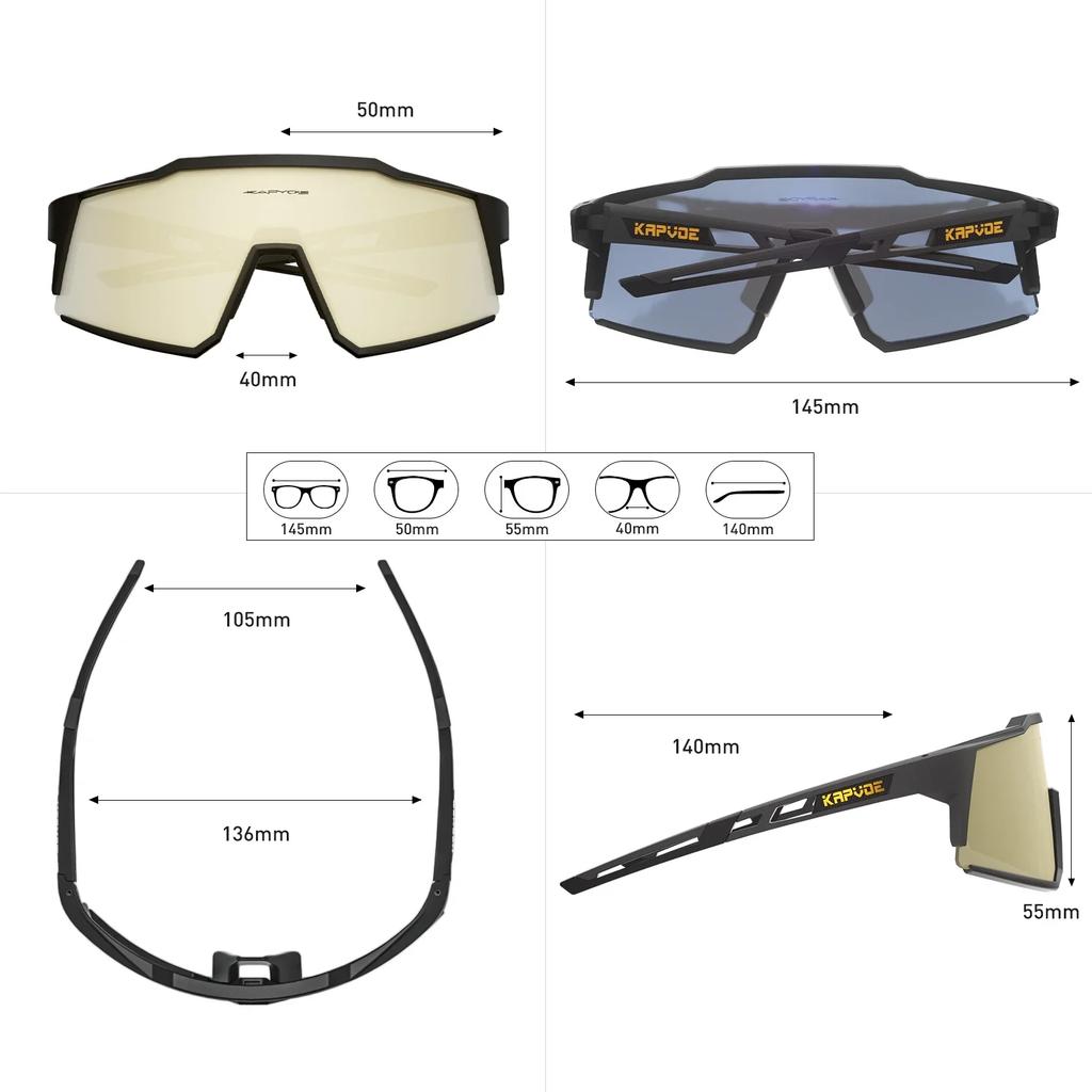 Kapvoe Polarized Sunglasses Fashion Cycling Glasses Bike Road Driving Goggles Outdoor UV400 Sports MTB Road Mountain Bicycle