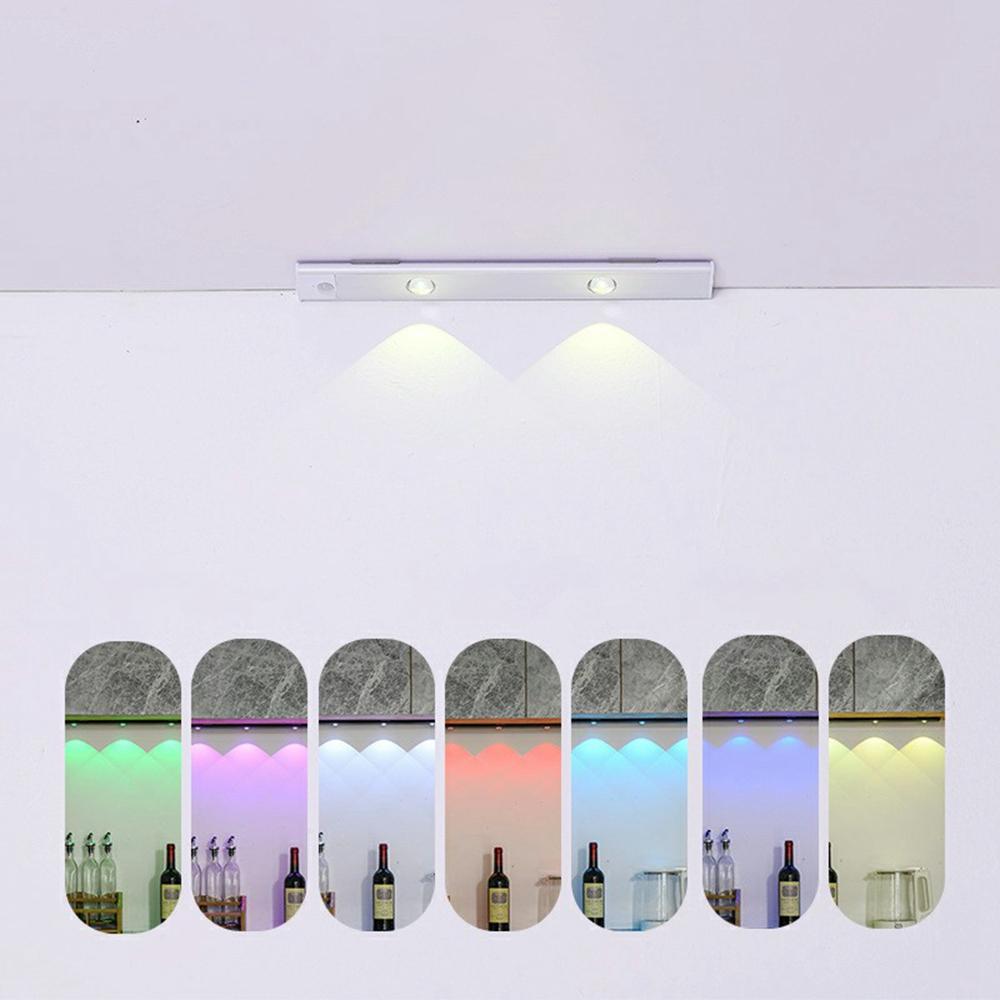 

30cm RGB Motion Sensor Closet Light Bar Magnetic Rechargeable Under Cabinet Night Lamp Silver