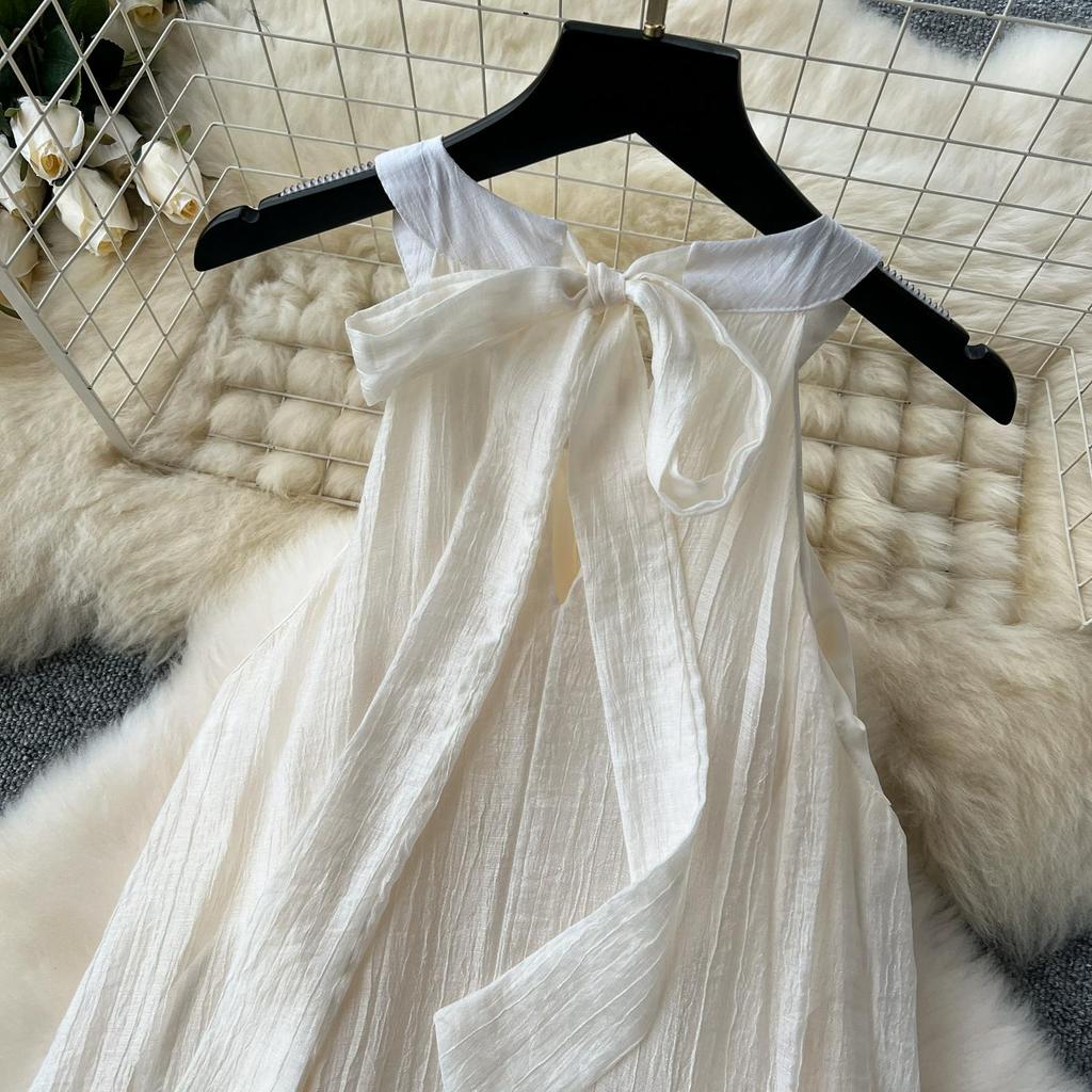 Moda femei broderie flori dantela scobire rochie de vară ocazional fără mâneci largi de vacanță rochii de plajă
