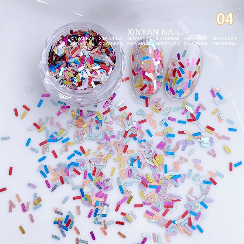 1Jar Colorful Iridescent Laser Nail Glitter Decoration Mixed Colors Sequin Flakes Manicure Accessories Diy Nail Art Design
