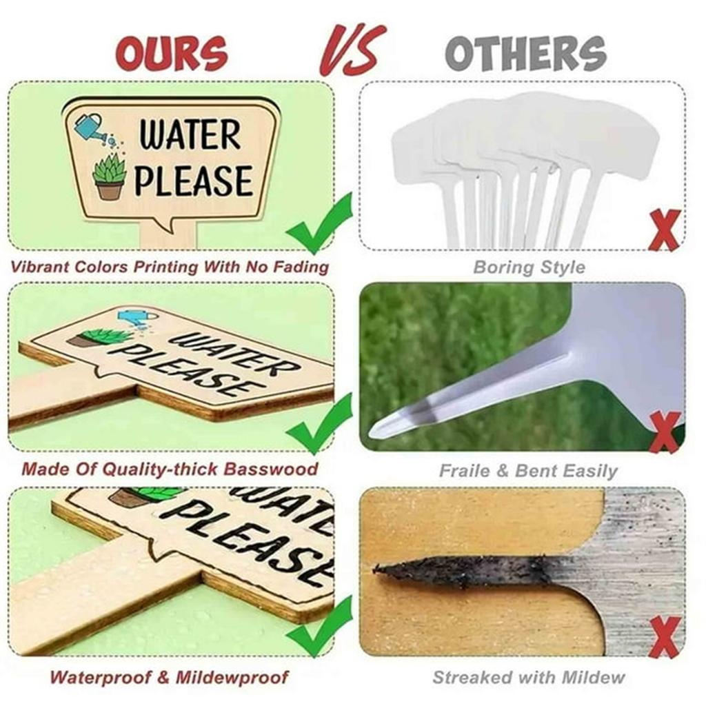 15 Wooden Plant Labels With Slogans, T-shaped Wooden Plant  Labels, Potted Garden Labels