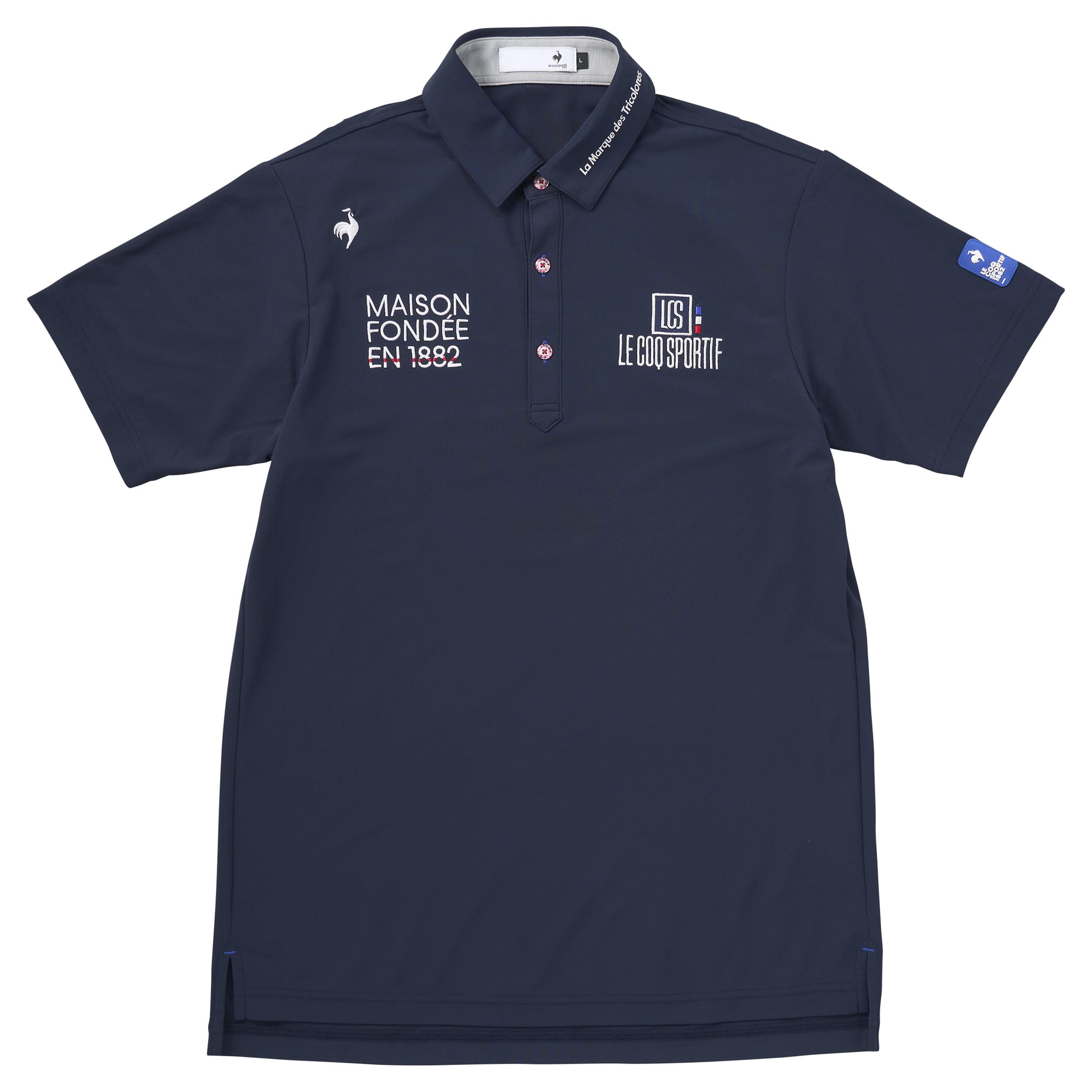 

Поло Coq Sportif UV NV00 [Le Golf] Рубашка с короткими рукавами, классическая, с воротником, однотонная, рубашка, вышивка, эластичная, защита, гольф, LG5SHS13M, мужская,