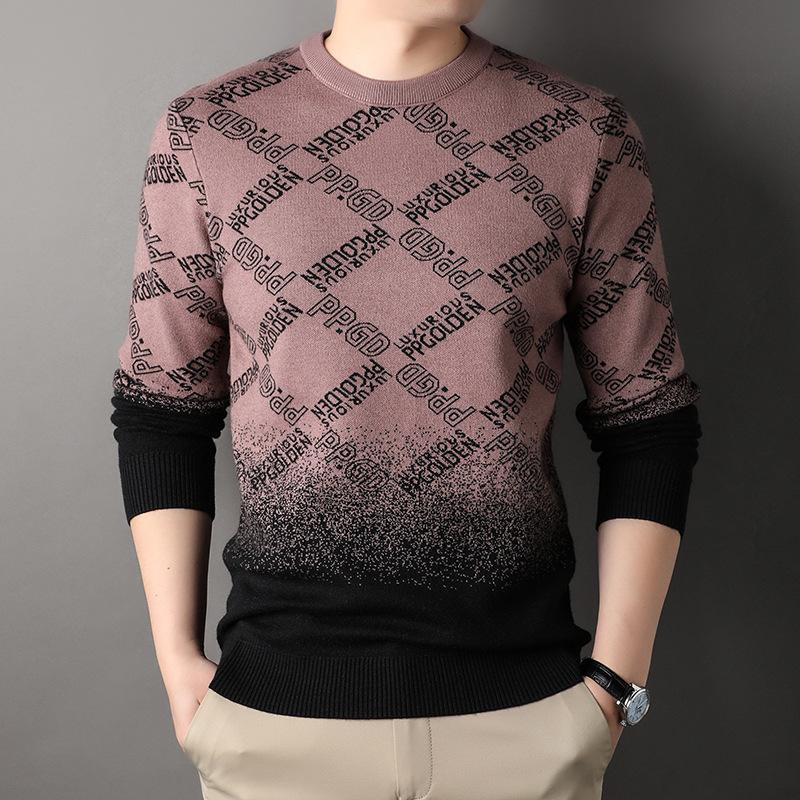Podzimní a zimní pánské pleteniny Kulatý výstřih Volný svetr Pánský pulovr Svetr v korejském stylu Pánské pletené tričko Ležérní