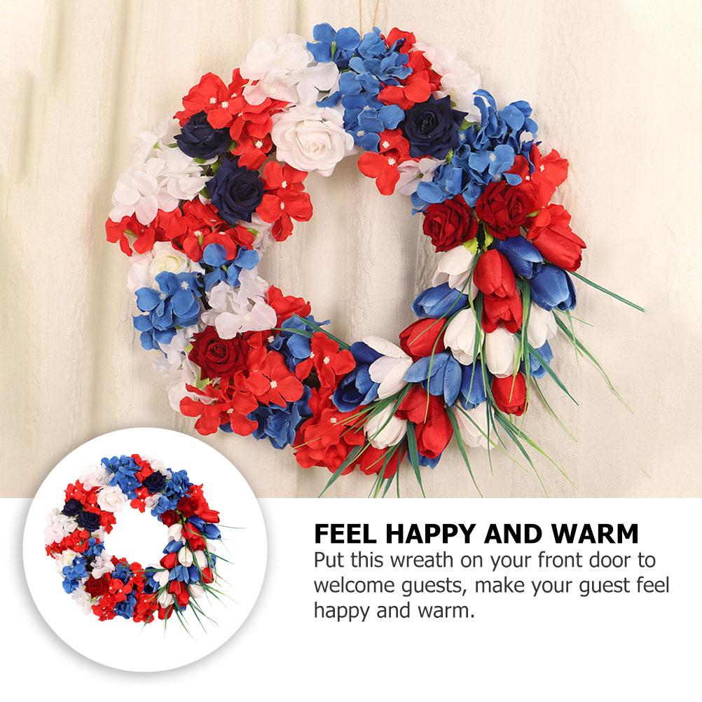 Wall Hanging Wreath Flower Garland Independence Day Garden Pendant Door Decoration