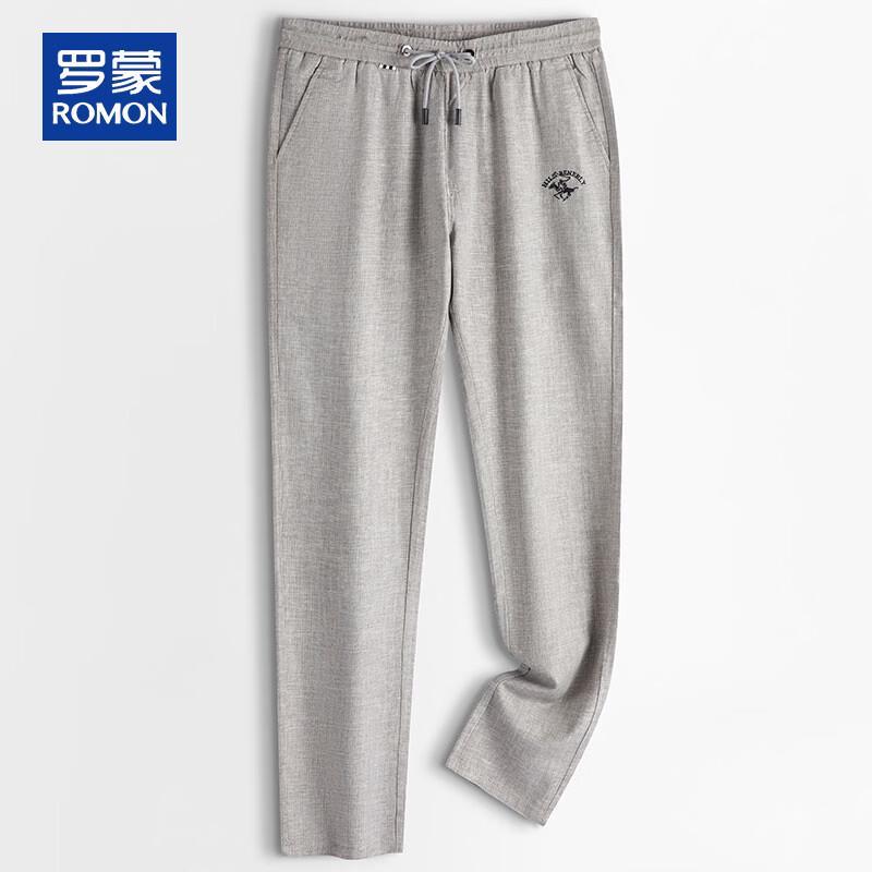 ROMON Men s Linen Blend Straight Leg Casual Pants 32