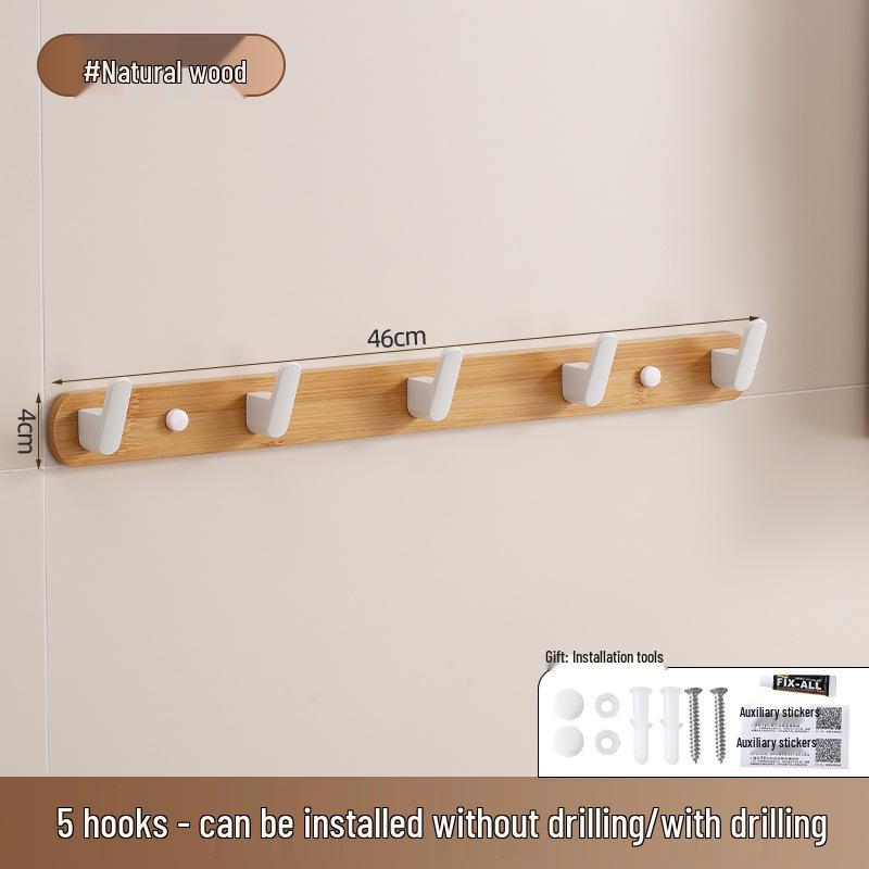 Walnut No-Drill Wall-Mounted Hook – Solid Wood Multi-Purpose Hook for Bedroom, Kitchen, Bathroom, and More.