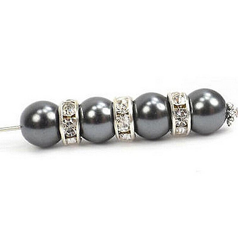 50Pcs Diamond-Encrusted Wheel Spacer, 8mm Bead Spacing, DIY Material, Handmade Jewelry Accessory For Bracelets And Necklaces