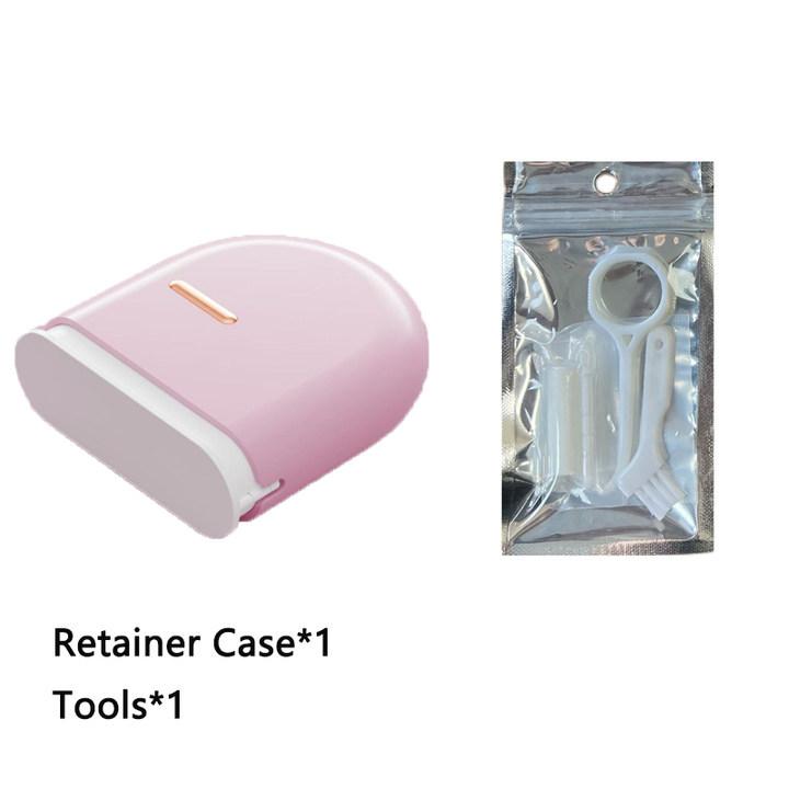 Modische Aufbewahrungsbox für Zahnspangen mit Werkzeug zum Entfernen von Zahnspangen, dicht schließender Schnappverschluss, orthodontische Mundschutzbox mit Belüftungslöchern für Büro und Reise