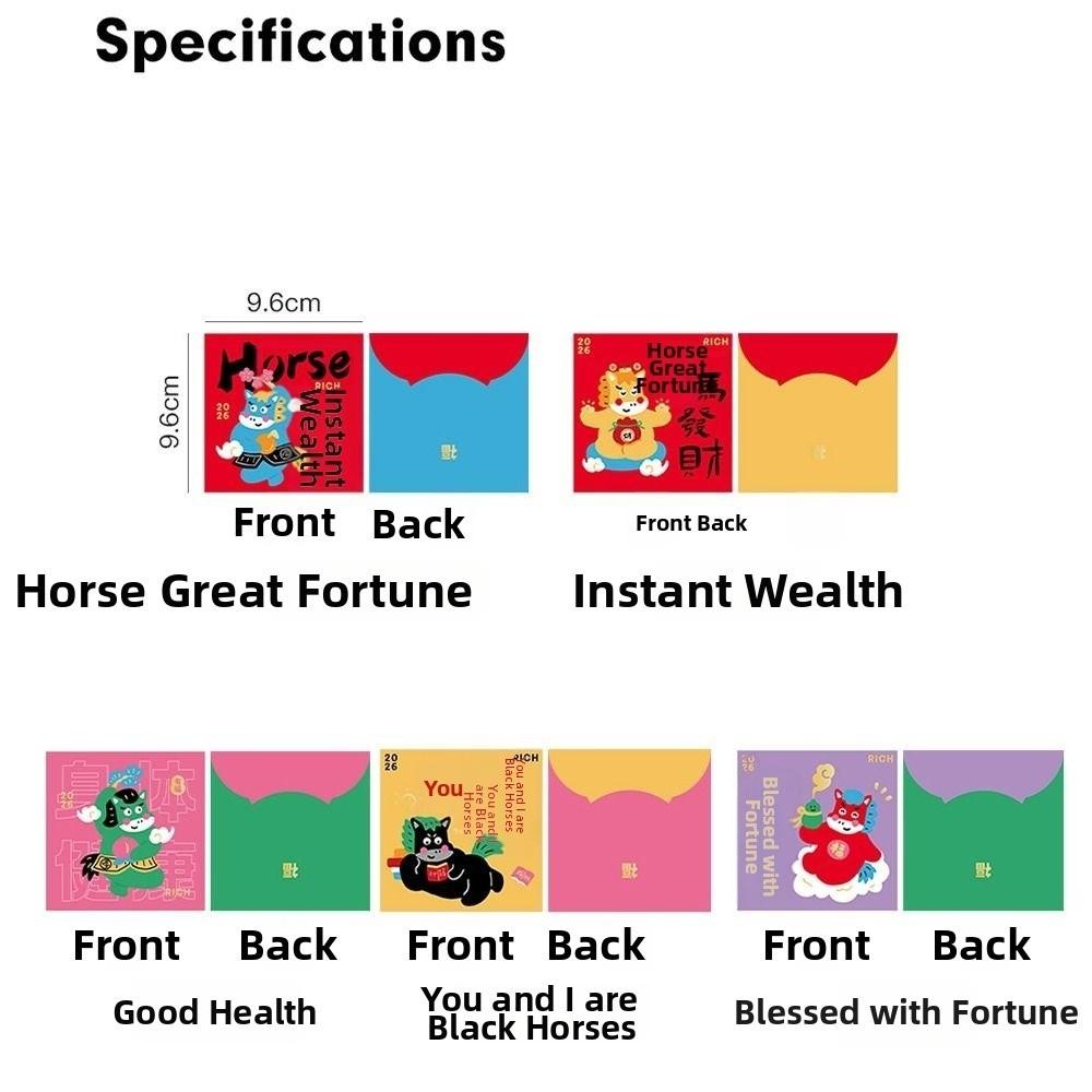Hot Cute 2026 Horse Year Red Envelopes Zodiac Horse Pattern Chinese Style Red Packet New Year Supplies Party