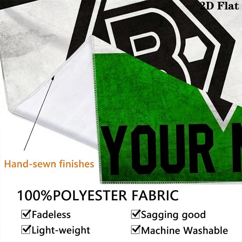 Custom Name Borussia Mönchengladbach Wall Tapestry Aesthetic Wall Hanging Printed Fabric Blanket Decorative Tapestries for Bedroom Living Room Home De