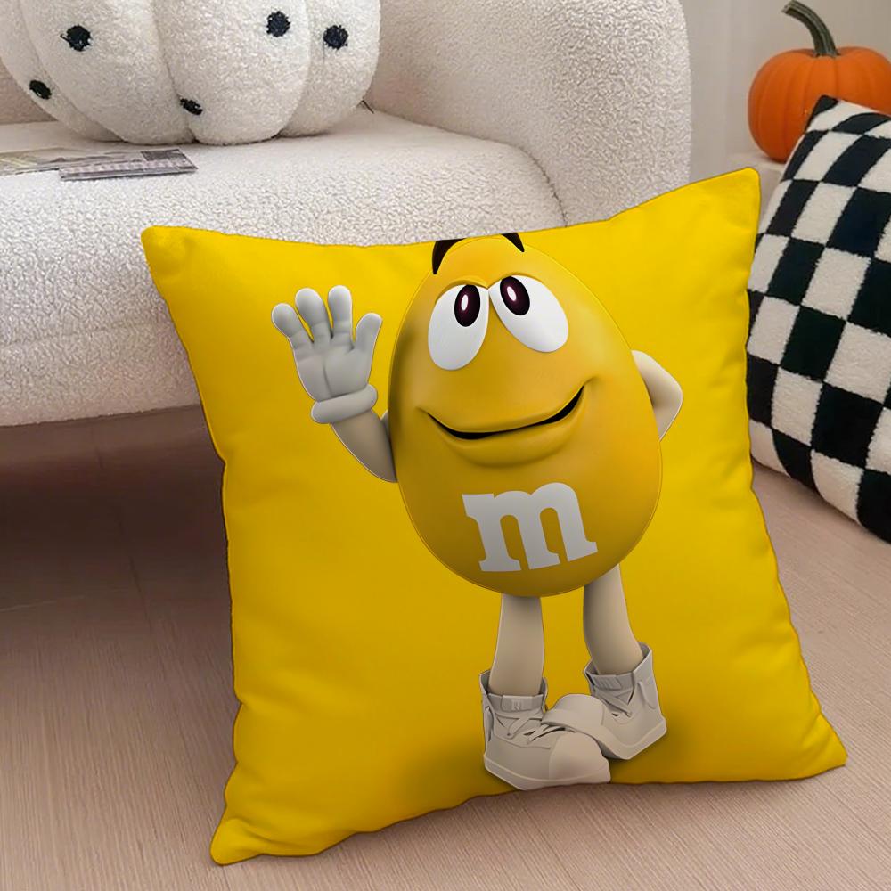 Cute Colorful American Brand MMMs Cushion Cover Throw Pillow Cover Hidden Button Durable Polyester Chair Cushion