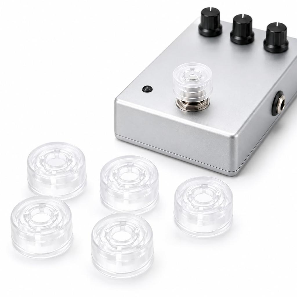 Guitar effects pedal footswitch pack of caps, clear, 5.