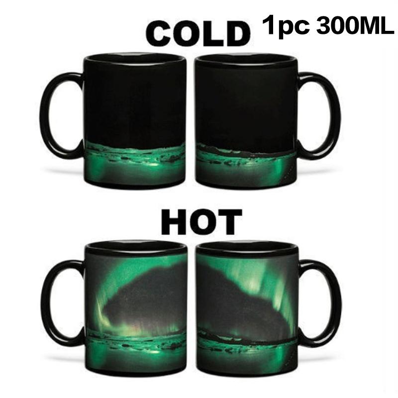 Aurora Borealis Temperature-Sensing Mug – Color-Changing Ceramic Coffee and Water Cup Activated by Heat 401-500ml