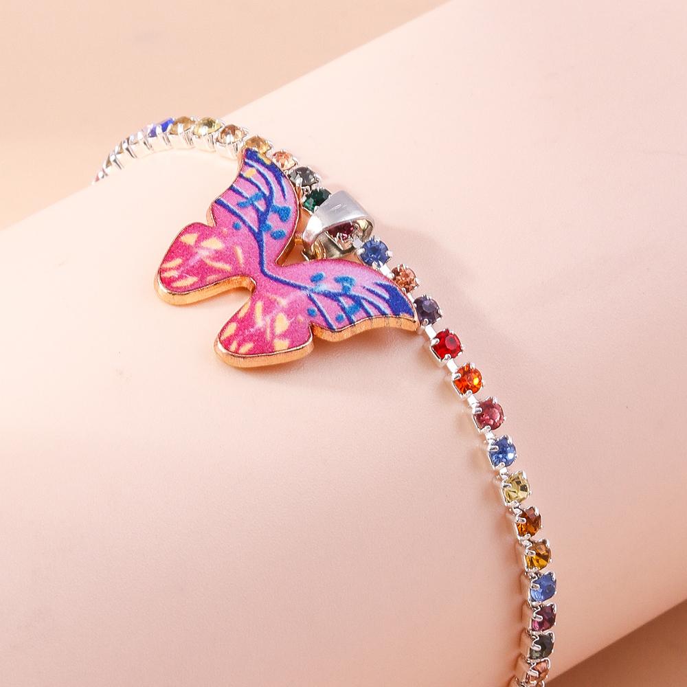 Cute Colorful Butterfly Anklet for Women Girls Crystal Chain Anklets Party Holiday Foot Jewelry Gifts