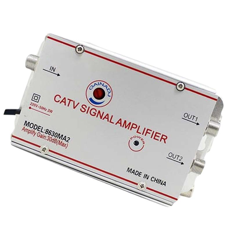 ABUO-Home TV Equipment 8630MA2 30Db Cable TV Splitter Amplifier Digital TV Antenna Signal Booster 45Mhz To 860Mhz EU Plug