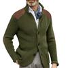 Men's Cardigan Color-Blocked Slim-Fit Stand-Collar Long-Sleeve Knitted Outerwear