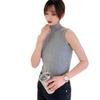 Women's Sleeveless Semi-High Neck Slim Cotton Vest - Solid Color Summer Top