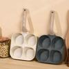 4-Cup Nonstick Egg Pan 4-in-1 Breakfast Pan with Wooden Handle Fast Heating Aluminum Omelette Skillet Pancake Eggs Burger Bacon Frying Pan