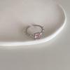 Sweet Pink Zircon Heart Open Ring for Women – Simple Korean Style