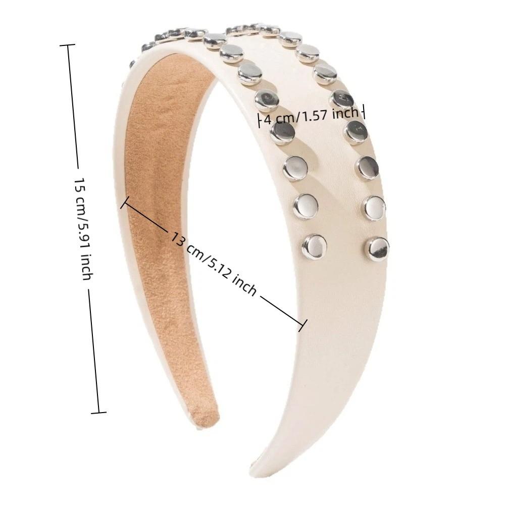 Cool Multi-Color Rivet Headband Vintage PU Leather Wide Brim Hair Hoop Comfort Fit Chic Face Wash Headwear Gift