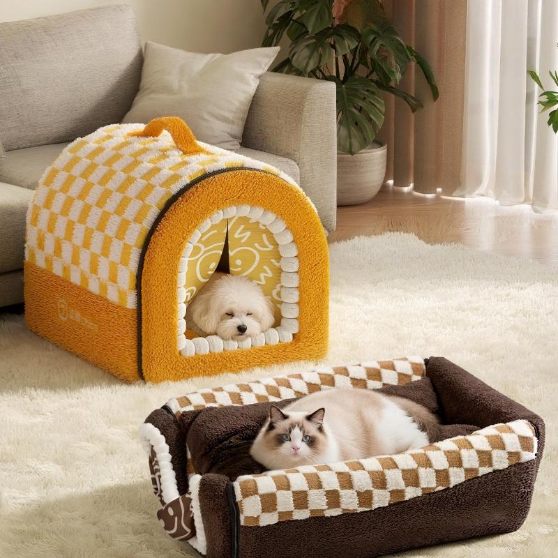 Winter Warm Heated Cat Beds House Timed Electric Blanket Closed Cat House Kitten Kennel 9-level Temperature Control Cat Tent