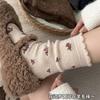Dark Gray Vintage Thickened Warm Children'S Winter Floral Piles Of Socks Coffee Color Mid-Leg Socks Snow Boots Wool Socks