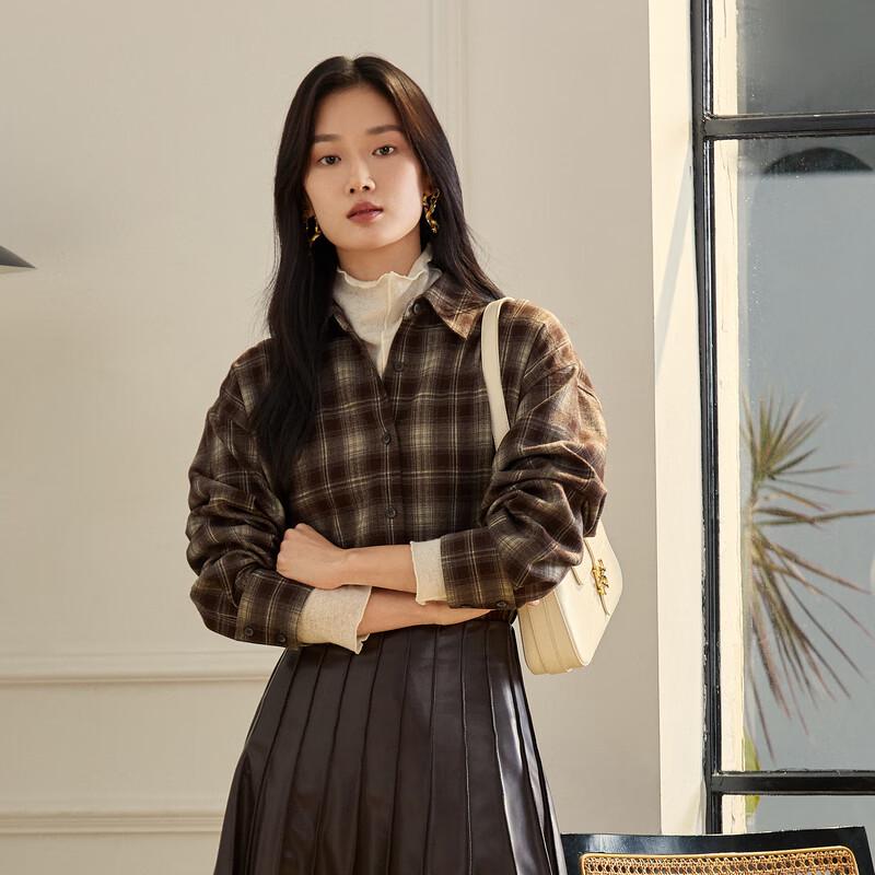 

ELLASSAY Women s Retro Plaid Button-Up Shirt S