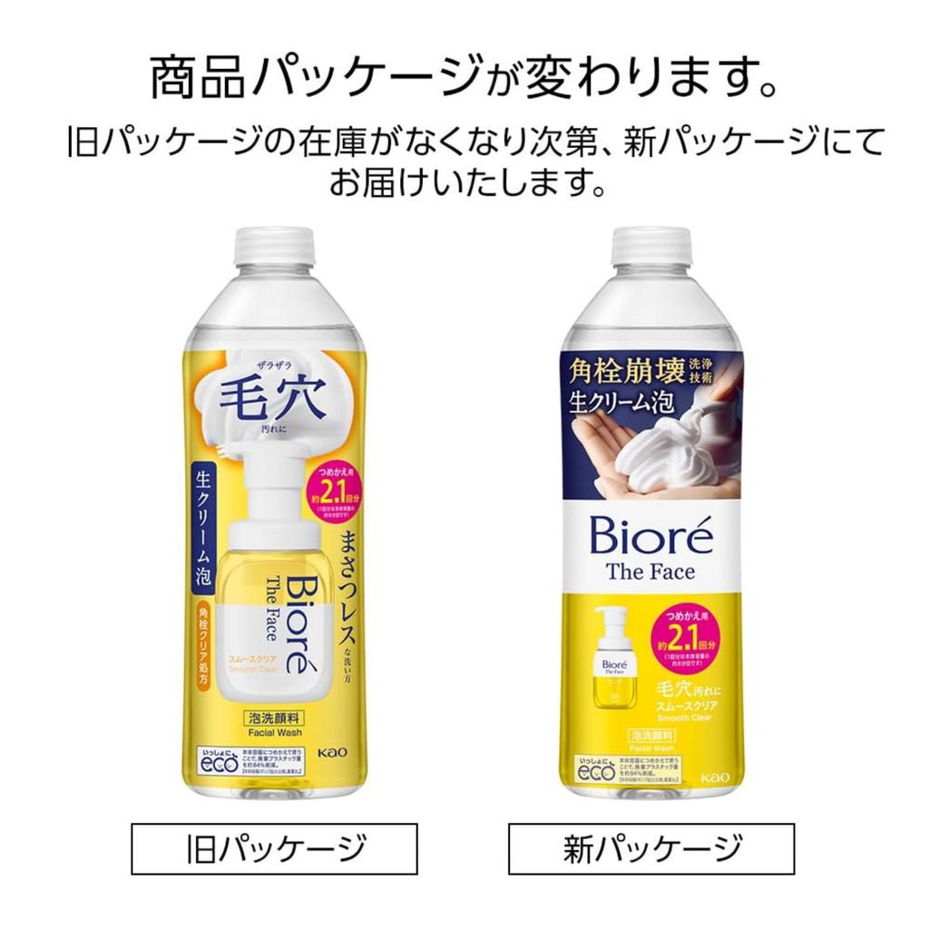 Biore The Face Foaming Face Wash Smooth Clear Refill 340ml x (approx. 2.1 uses) 2-pack