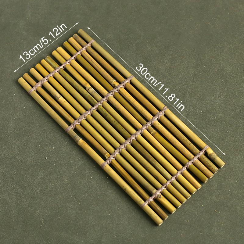 1PC Table Mat Unique Tea Cup Mat Natural Sushi Decorative Plate Tea Ceremony Pattern Color Natural Random