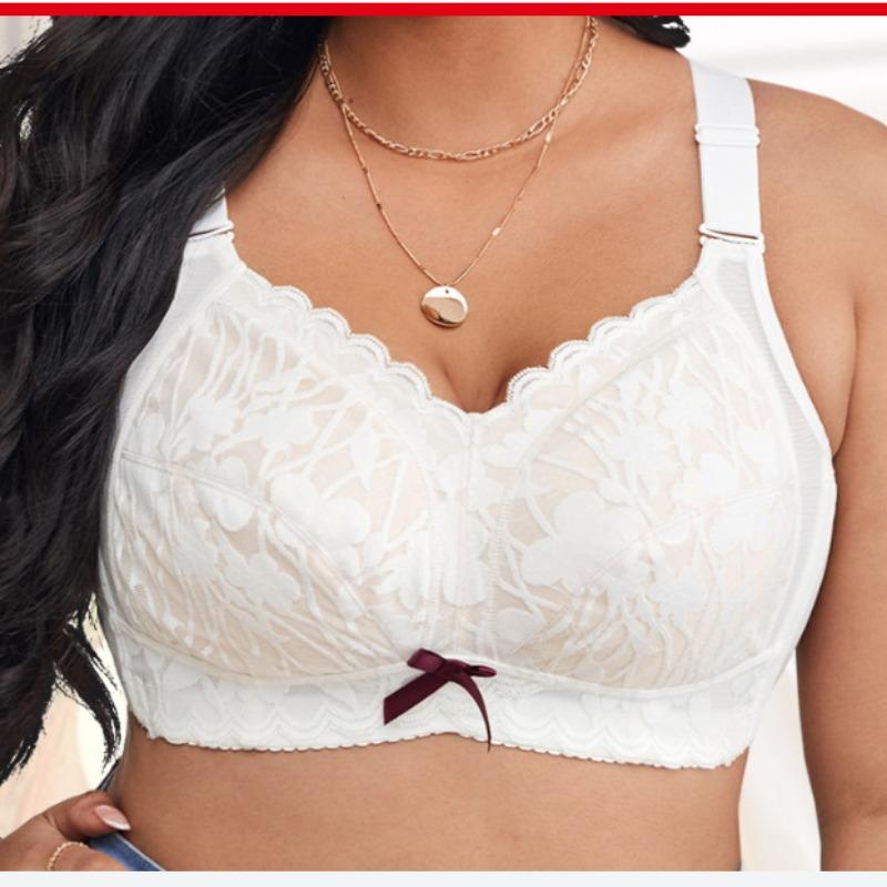 Lace No-wire Push-up Bra with Adjustable Straps Slim Fit Plus-size Underwear