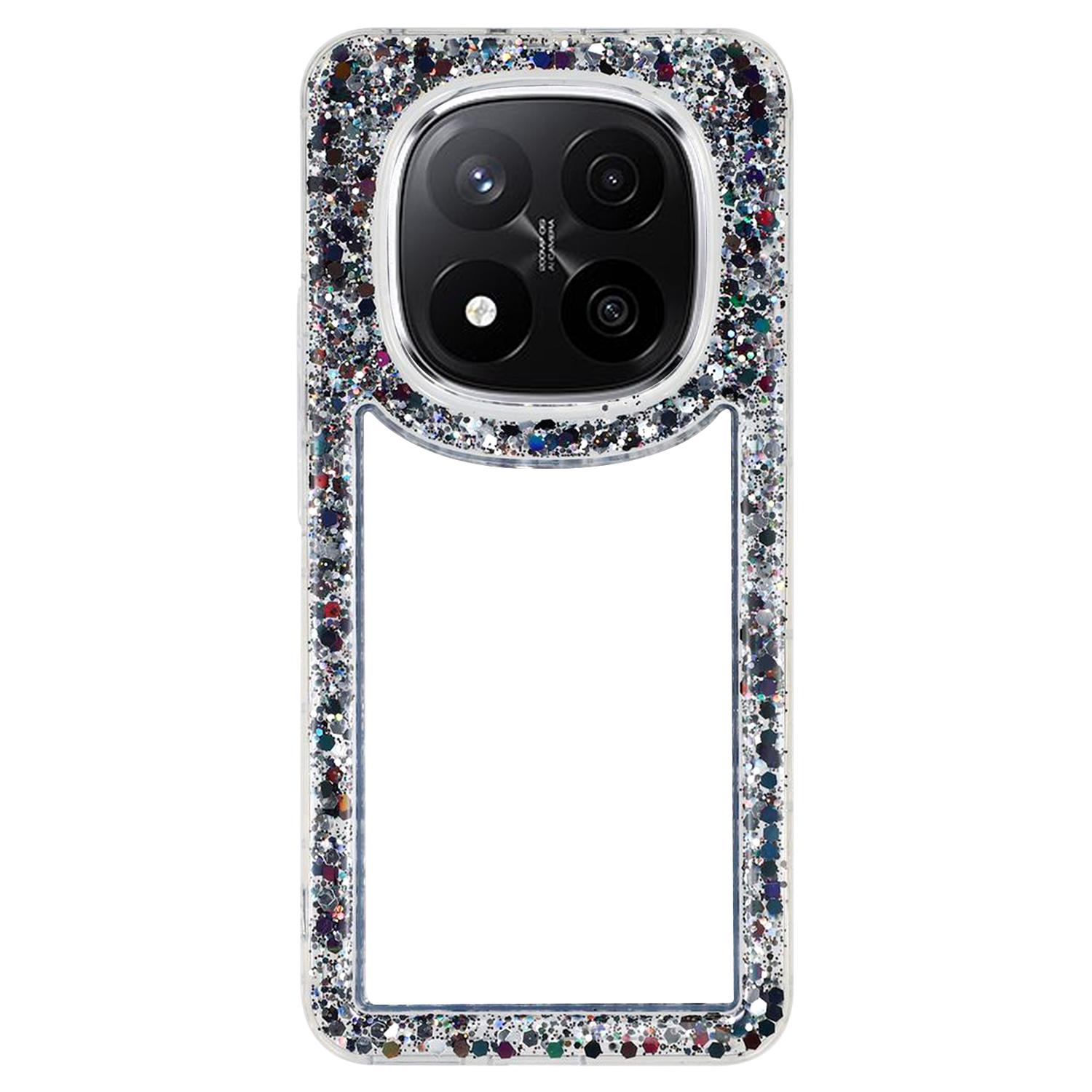 

For Xiaomi Redmi Note 14 Pro+ 5G Case Glitter Epoxy Soft TPU Clear Back Cover Black