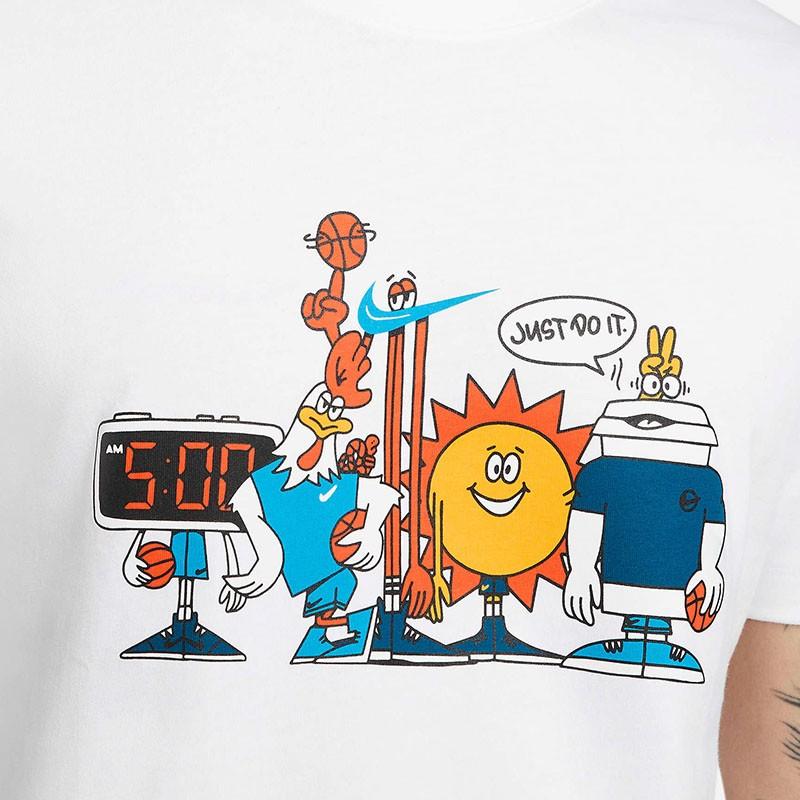 Nike Cartoon-Print Comfort Fit Rundhals T-Shirts Herren Tops Weiß DN3004-100