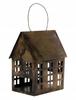 Christmas Lantern Candlestick House Metal Gold High. 17Cm