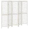 5 Panel Room Divider White Solid Wood Paulownia