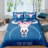Exotic Bull Skull Duvet Cover Twin Queen Size Western Bedding Set Bohemia Flowers Quilt Cover Microfiber Feather Comforter Cover