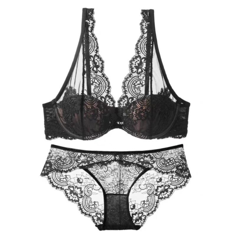 

Элегантный комплект пуш-ап бюстгальтера из французского кружева: Мягкий, На косточках, Красивый дизайн спинки 38B/C чёрный