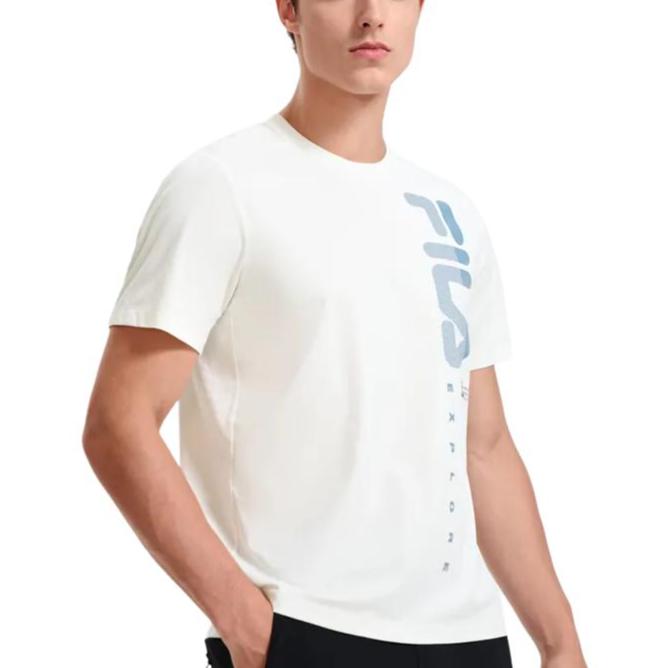 FILA Athletics American Vintage Letter Logo Printed Sports Short Sleeve T-Shirt Men Tops Summer-Cloud-Gray A11M317103F-GY