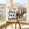 Live Love Woof Dog Paw 18.18 Inch Throw Pillow, Printed Cushion With Insert For Sofa Bedroom Pet Owner Room Decor