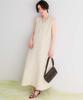 Frill Design Sleeveless Dress AHXN2376 L Ivory [Titivate] Linen-like V-neck Women's