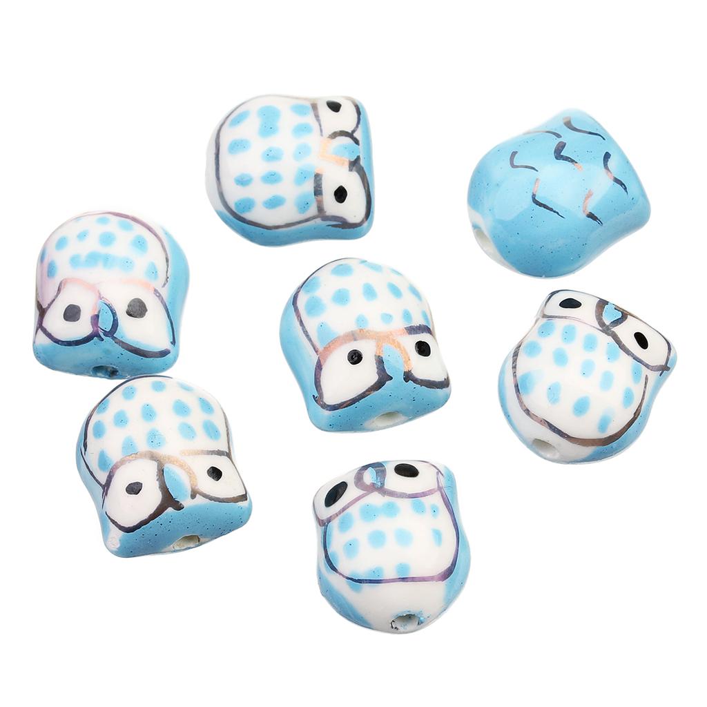 5Pcs Owl Ceramic Beads Colorful Cute Animal Loose Beads for Jewelry Making Accessories DIY Bracelet Necklace Keychain Charms