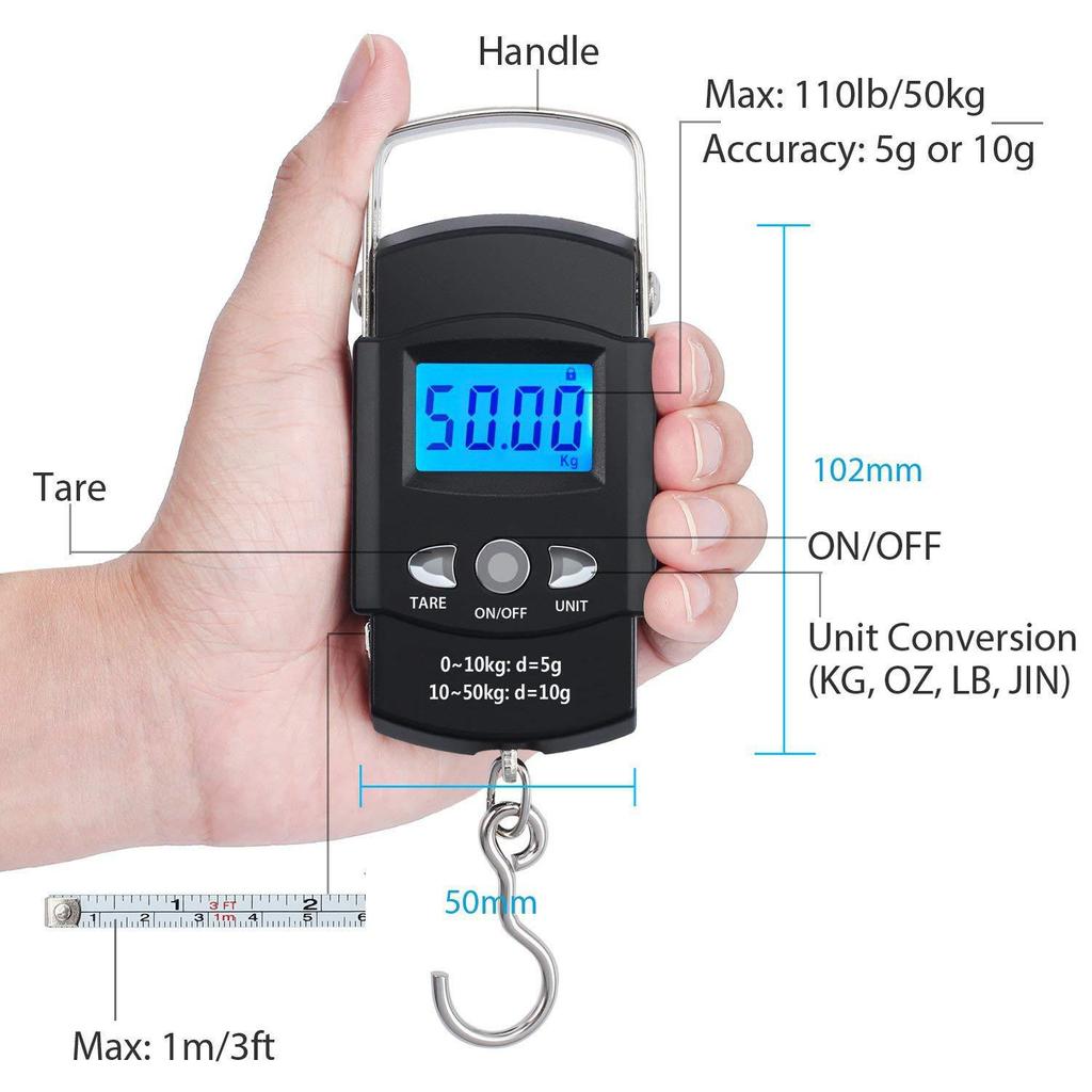 Digital Scales Luggage Scale Load 50kg-10g LCD Mini Protable Pocket Fishing Scale Electronic Hanging Travel Pocket Scale Luggage Scales Weights Tool