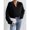 VEZFAA Women's Fashion Casual Fall Winter Solid Color Print Long Sleeve POLO Neck Sweaters