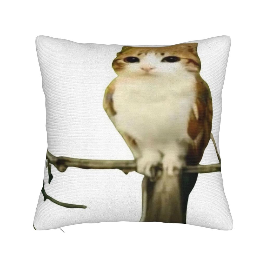 Pillow Case Meowl Cat Owl Cute Pet Stickers Print Pillow Cover For Sofa Couch Bed Living Room Vintage Pillowcases