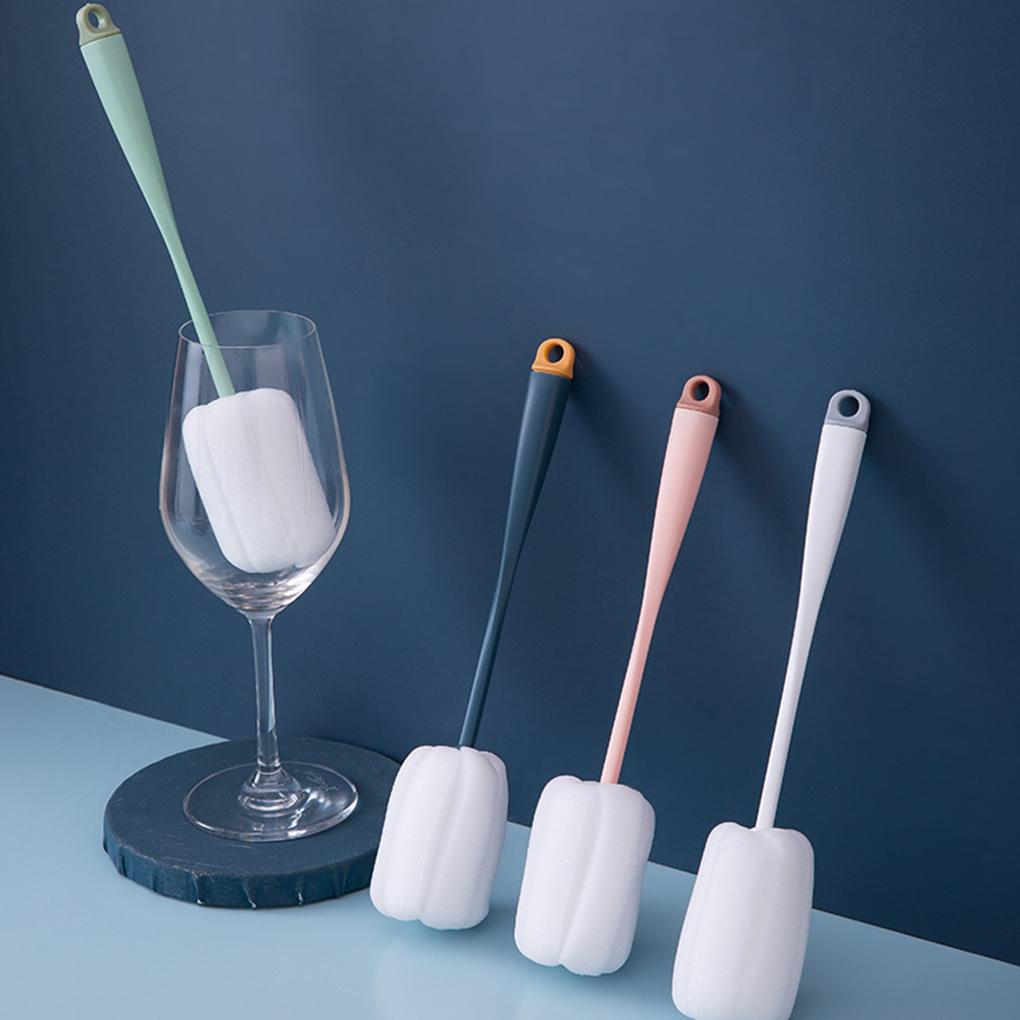 Sponge Cup Brush Long Handle Bottle Scrubber Kitchen Bottle Cleaning Tools Blue