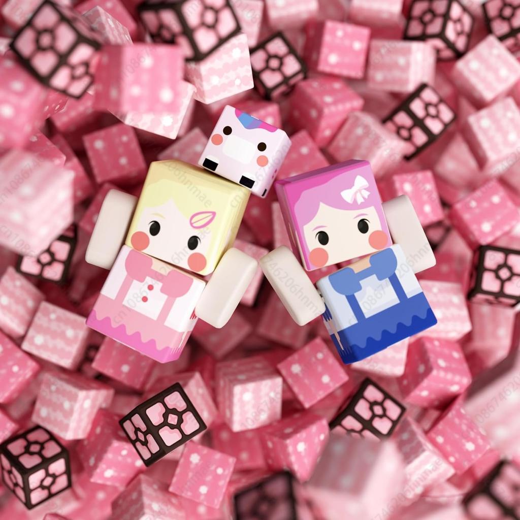 Magnetic Construction Blocks Mine World Magnetic Pink Blossom Castle Brick Cube Toys Set Stem Tactile  Present For 3+ Boy Girl Kid